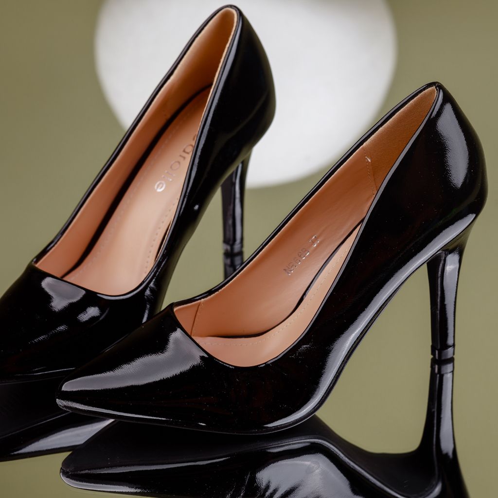 Pantofi Dama cu Toc Adana  Negri #7119M