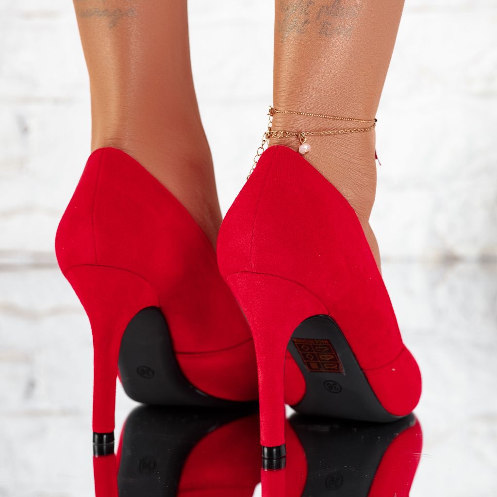 Pantofi Dama cu Toc Oslo Rosii #9605