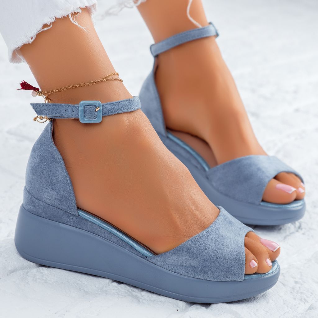 Дамски сандали на платформа Edith синя # 10045