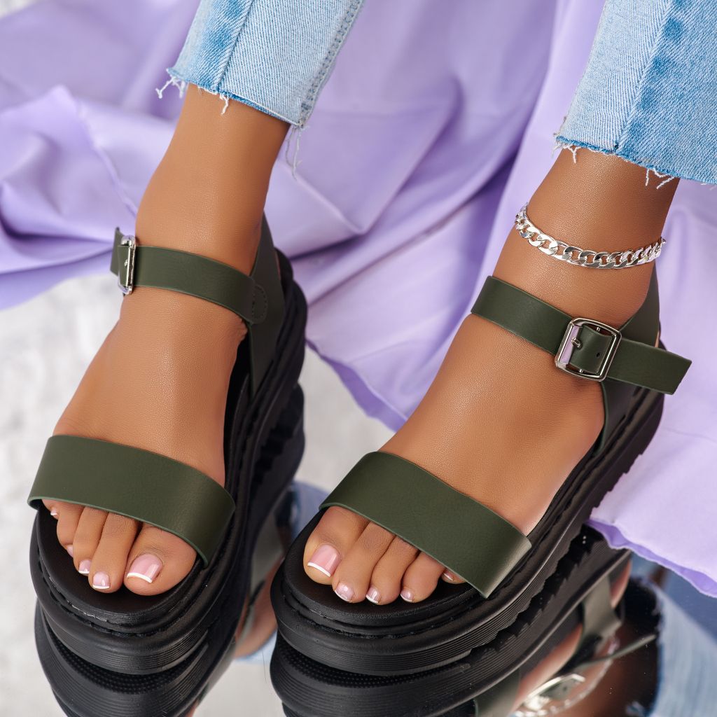 Дамски сандали на платформа Coralie зелено #10514