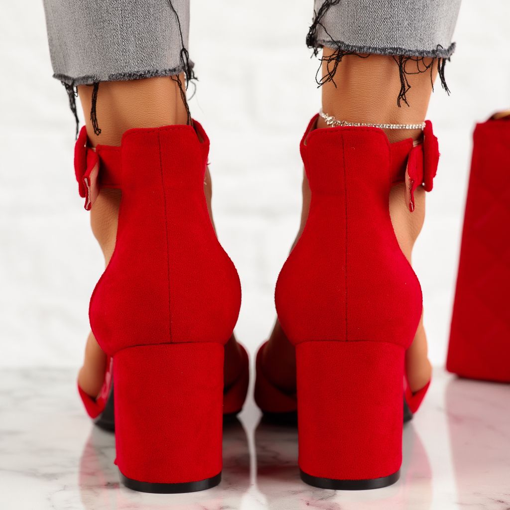 Дамски сандали на ток Nico червен #10854