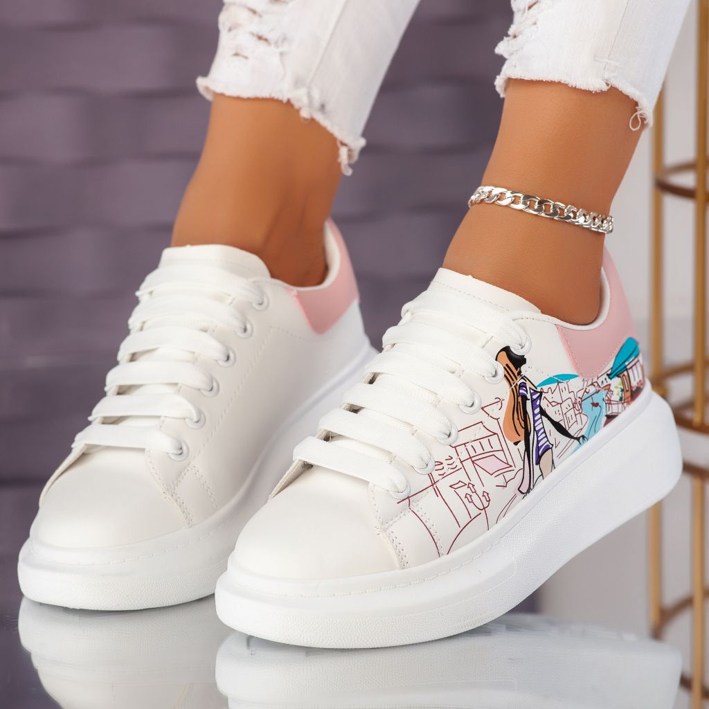 Дамски спортни обувки Elize бяло/розово #10522