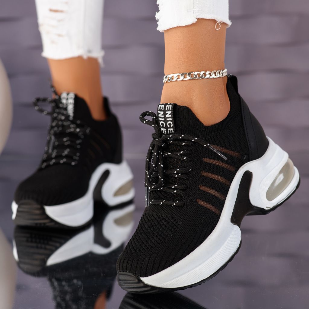 Дамски спортни обувки с платформа Paloma Черен #10479