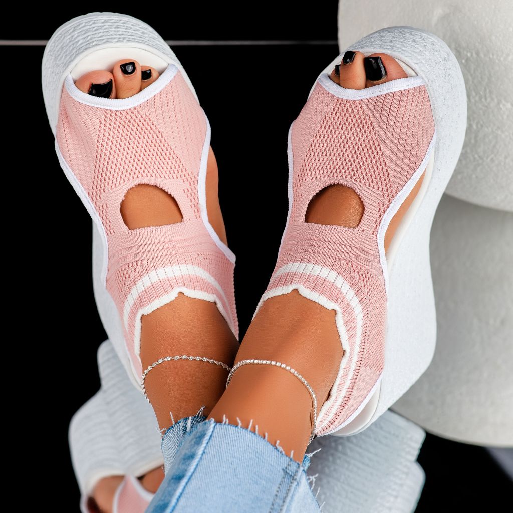 Дамски сандали на платформа Aida розово #11785