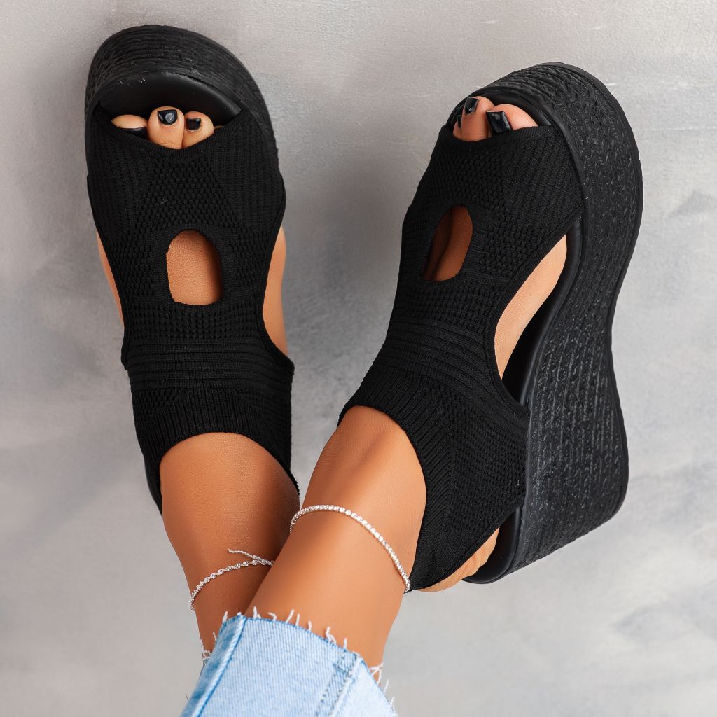 Дамски сандали на платформа Aida негри2 #11788