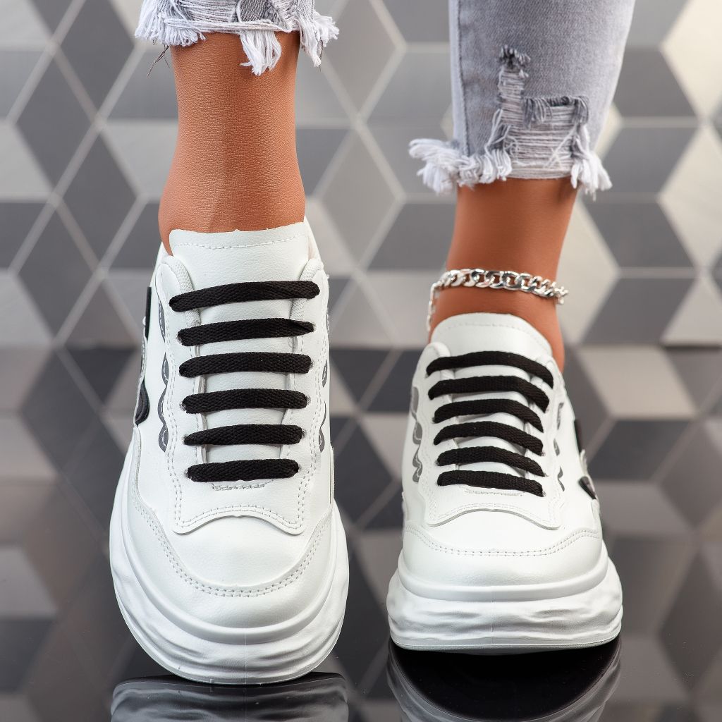 Дамски спортни обувки Flora Бяло/черен #12024