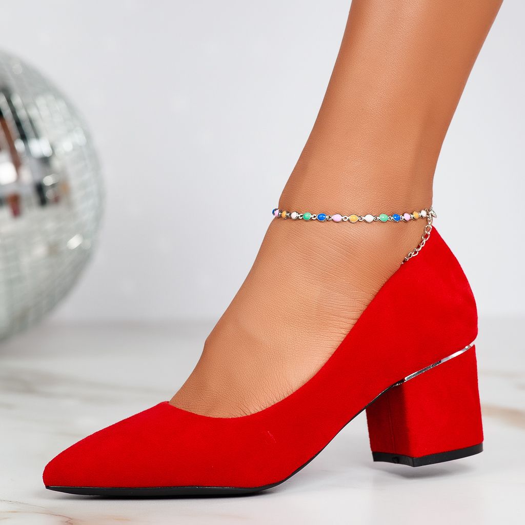 Pantofi Dama cu Toc Sofia Rosii #12394
