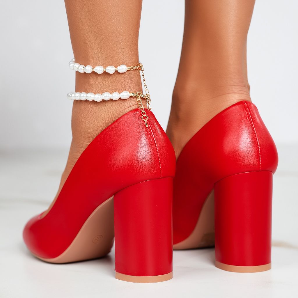 Дамски обувки с ток Vicky червен #12395