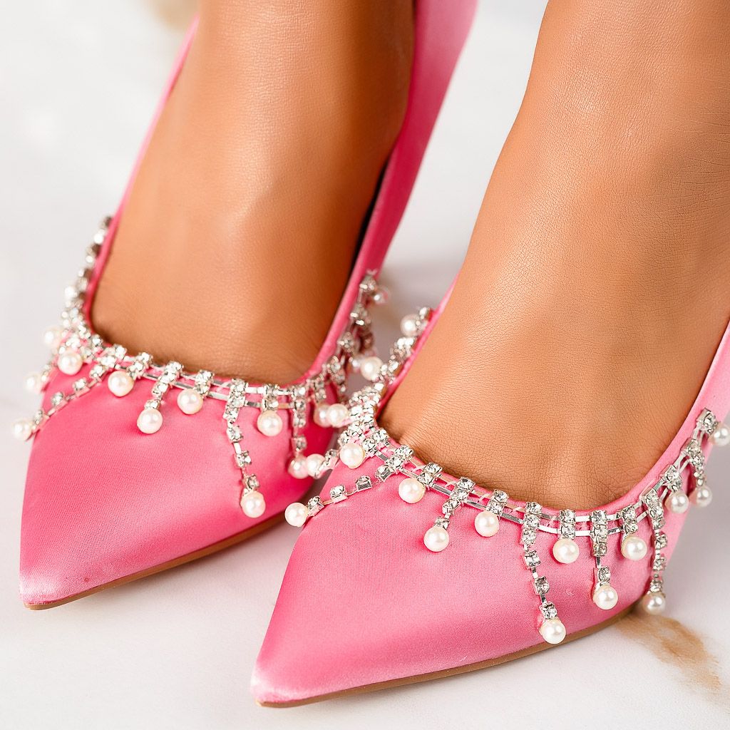 Дамски обувки с ток Lora розово #13289