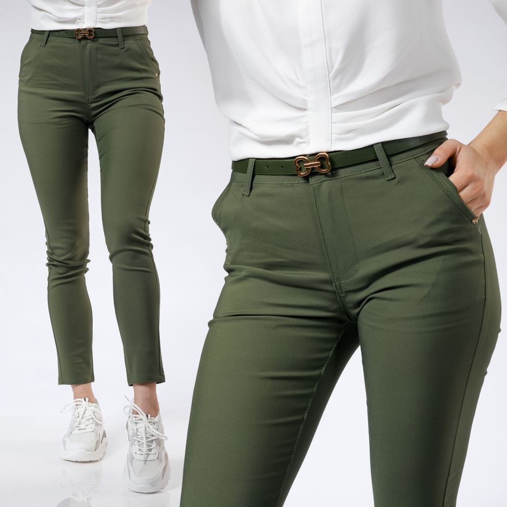 Pantaloni Casual Dama Diana Khaki #A331 #A331 imagine megaplaza.ro