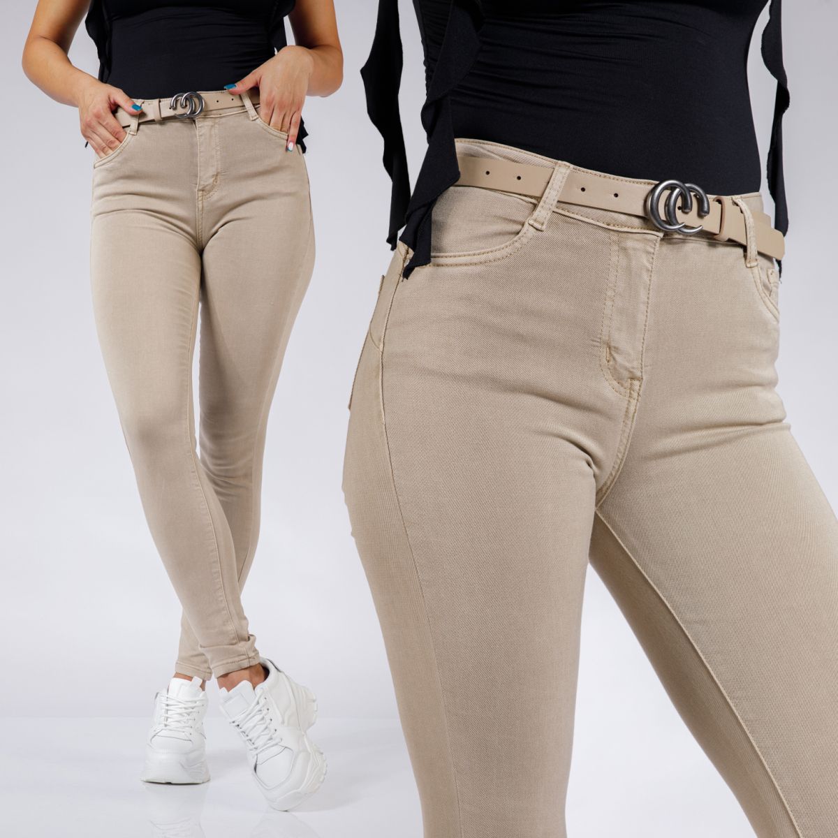 Pantaloni Skinny Dama Foxie Bej #A500