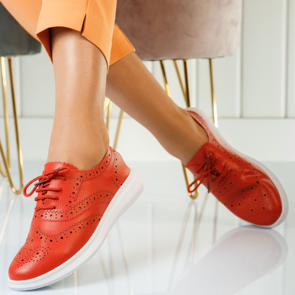 Pantofi Dama Piele Naturala Estella Rosii #851PN OneFashionRoom-B imagine 2022 13clothing.ro
