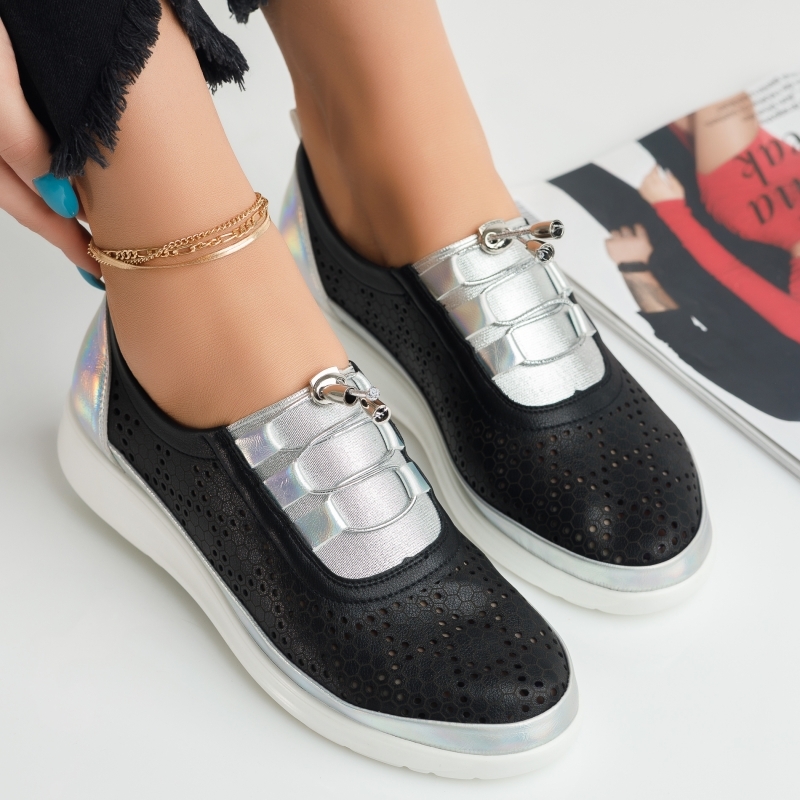 Pantofi Casual Dama Emma Negru/Alb #4233M OneFashionRoom-Lux Pantofi Casual Dama