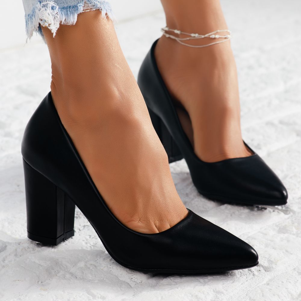 Pantofi Dama cu Toc Abby2 Negri #7117M OneFashionRoom-Ca imagine noua