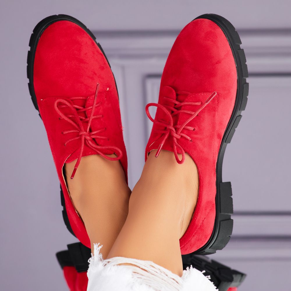 Pantofi Casual Dama Marena Rosii #7080M OneFashionRoom-MeiMei imagine megaplaza.ro