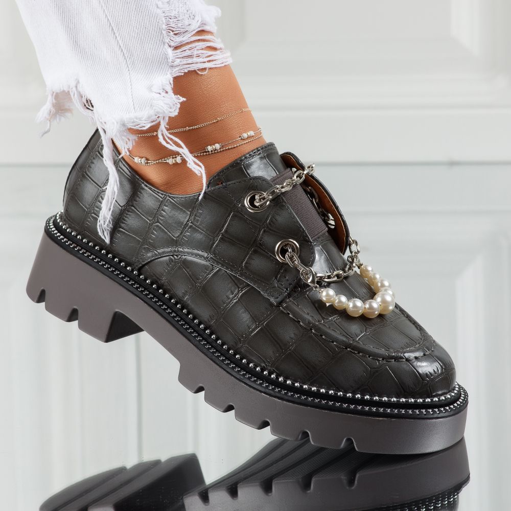 Pantofi Casual Dama Eliza Gri #7390M OneFashionRoom-ESI imagine noua