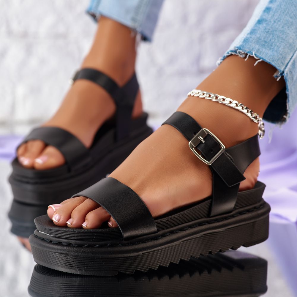 Sandale Dama cu Platforma Coralie Negre #10511 sandale dama 2023-05-28