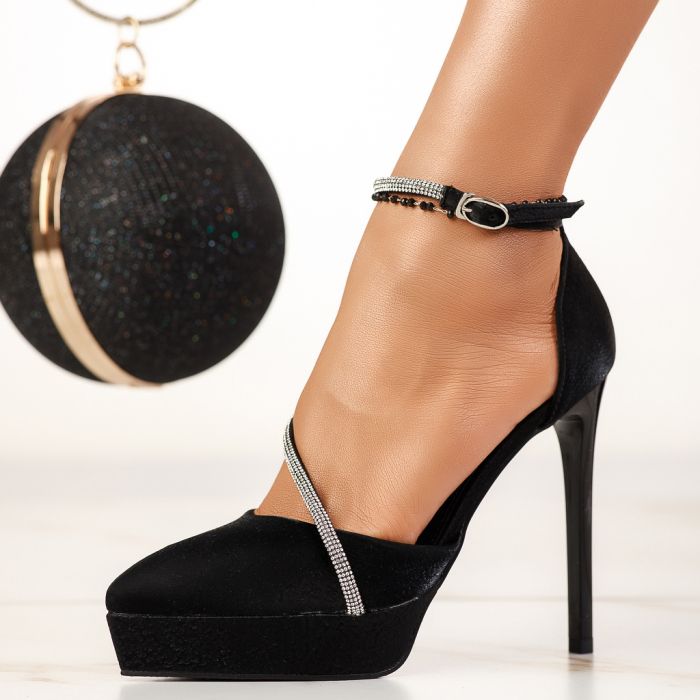 Дамски обувки с ток Nicoleta черен #13468