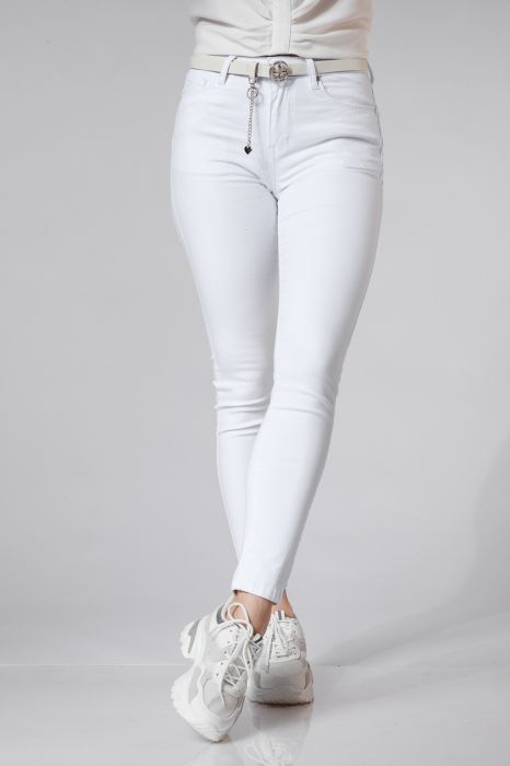Дамски тесни дънки с лифтинг ефект Lora Бяло #A335