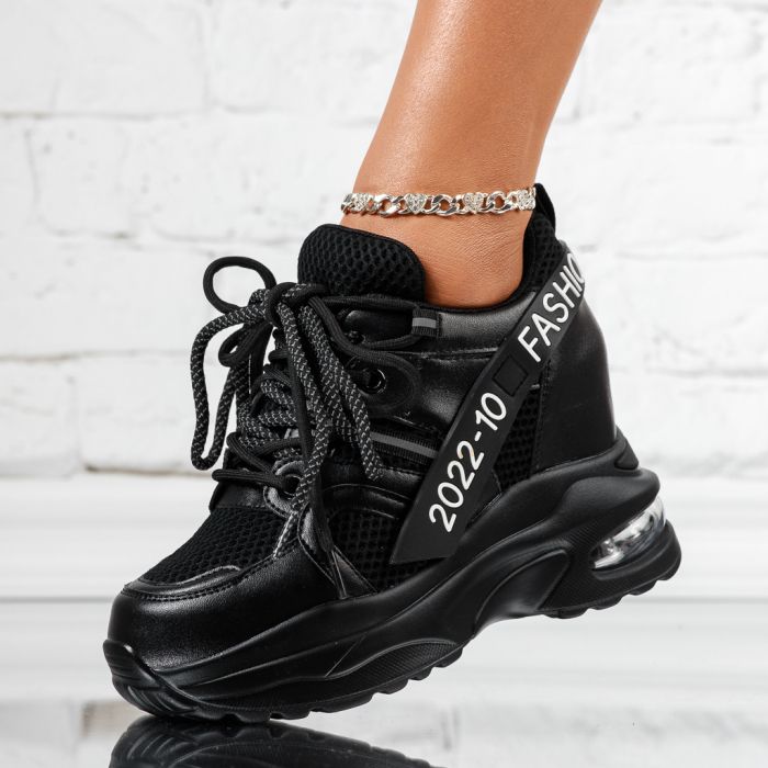 Дамски спортни обувки с платформа Amy черен #13936