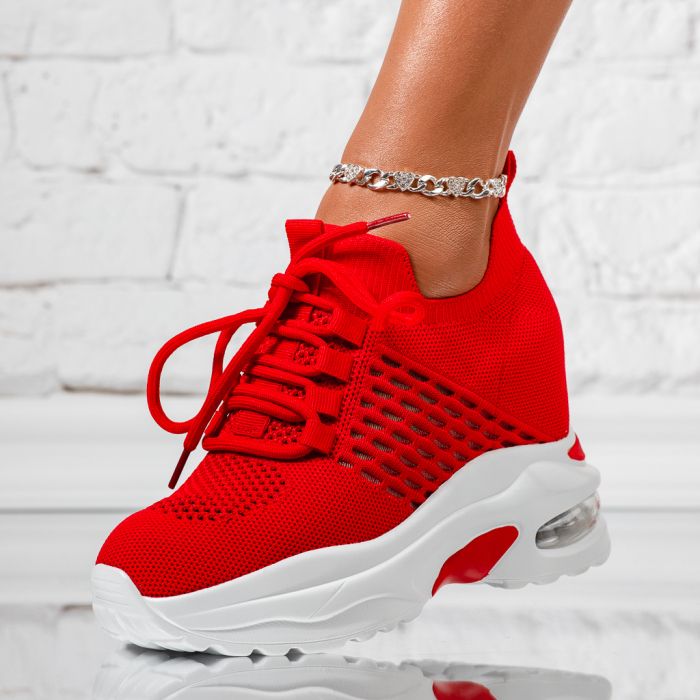 Дамски спортни обувки с платформа Jasmine червен #13934