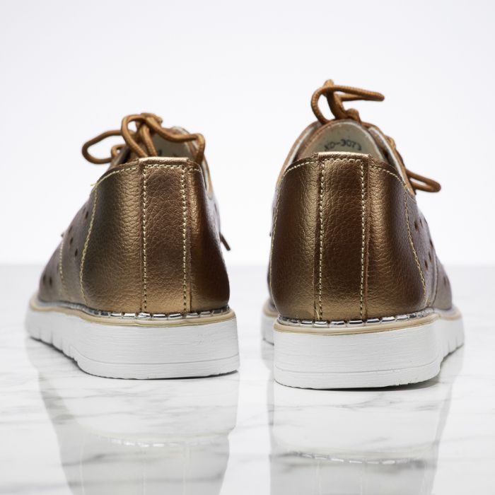 Дамски обувки Изработени от естествена кожа С перфорации Marta бронз #13878