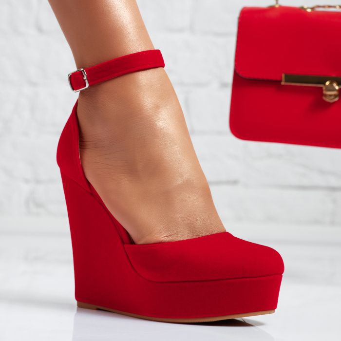 Дамски обувки на платформа Monaco червен #13948