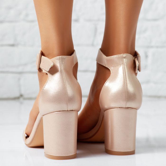 Дамски сандали на ток Pinar Розово/златист #14204