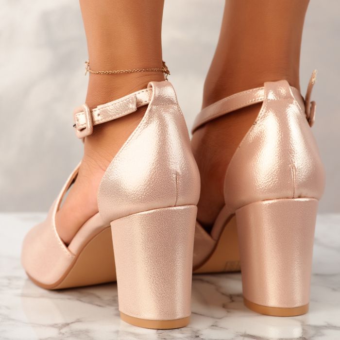 Дамски сандали на ток Karlee розово злато #14631