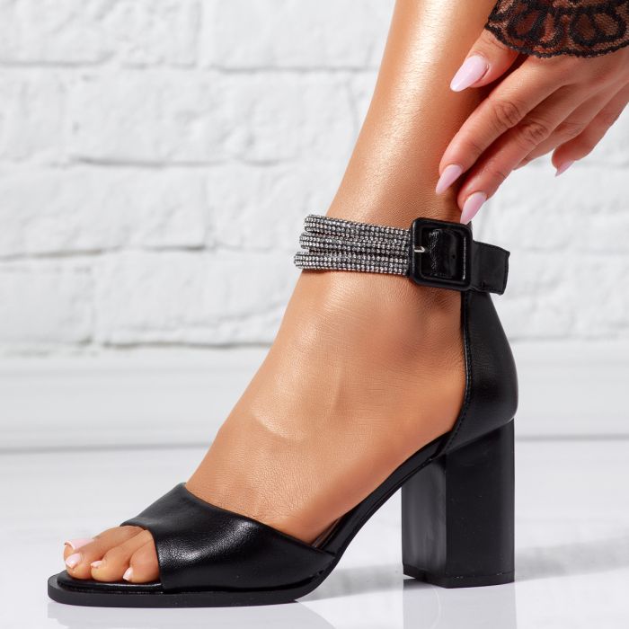 Sandale Dama cu Toc Larisa Negre #14530