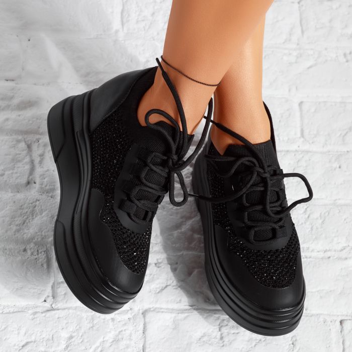 Дамски спортни обувки с платформа Alessandra черен #14625