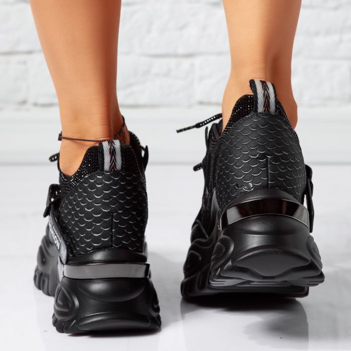 Дамски спортни обувки с платформа Adara черен #14612