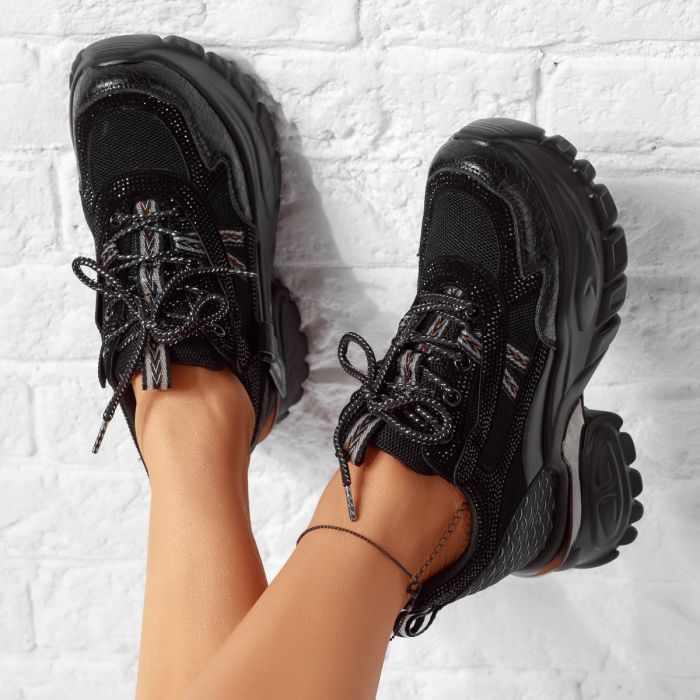 Дамски спортни обувки с платформа Adara черен #14612