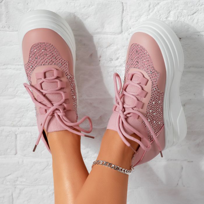 Дамски спортни обувки с платформа Alessandra Розово #14627