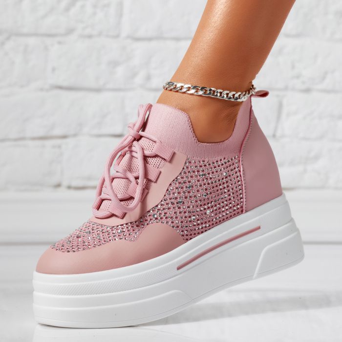 Дамски спортни обувки с платформа Alessandra Розово #14627