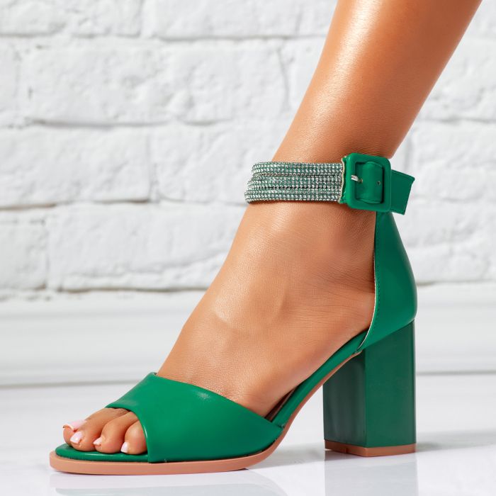 Дамски сандали с ток Larisa Зелено #14528