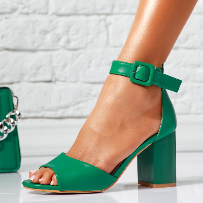 Дамски сандали с ток Pallas Зелено #14551