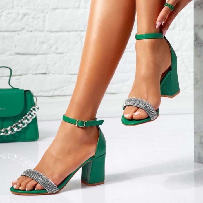 Дамски сандали с ток Ferry Зелено #14400