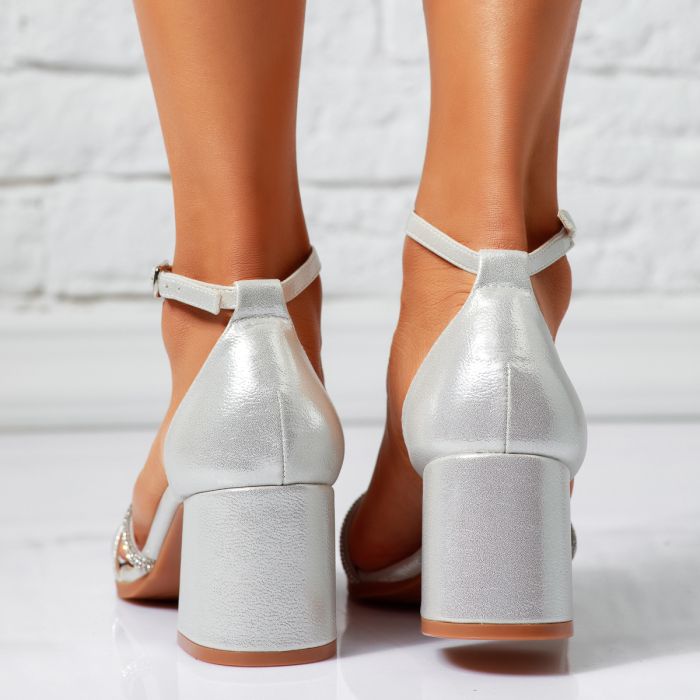 Дамски сандали с ток Rhea Сребро #14561