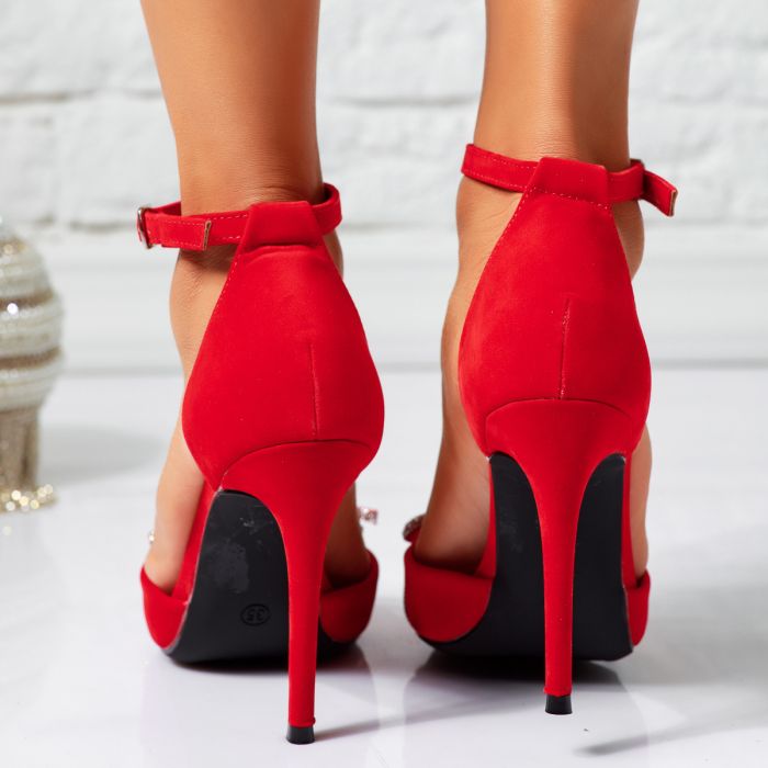 Pantofi Dama cu Toc Spencer Rosii #14300