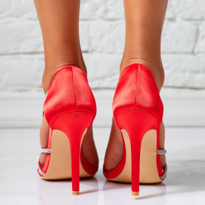 Дамски сандали с ток Heaven червен #14594