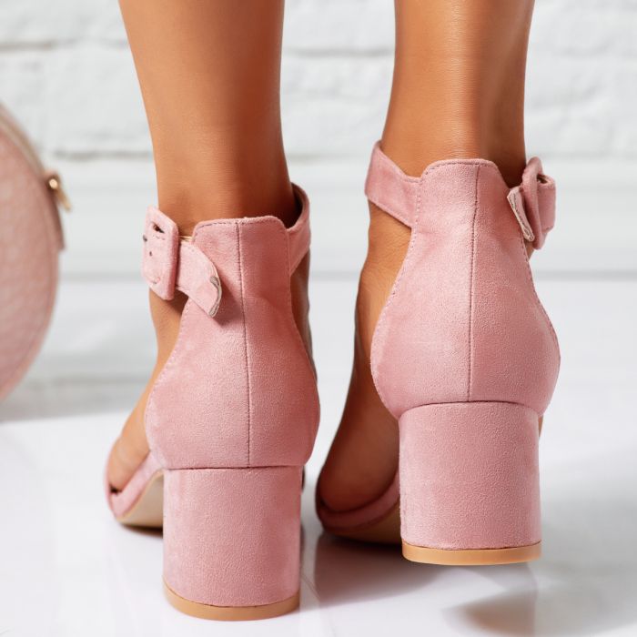 Дамски сандали с ток Clover2 Розово #14493