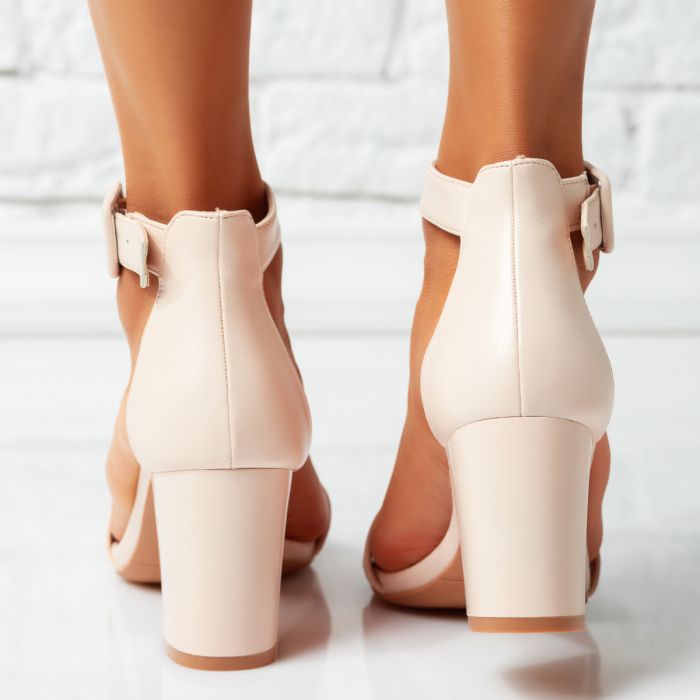 Дамски сандали с ток Gaia Бежово #14513