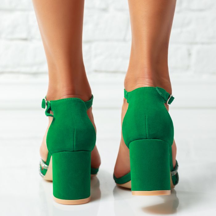 Дамски сандали на ток Anne Зелено #14281