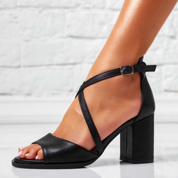 Sandale Dama cu Toc Melia Negre #14540