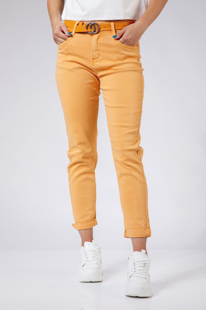 Pantaloni Boyfriend Dama Lucia Galben Mustar #A515