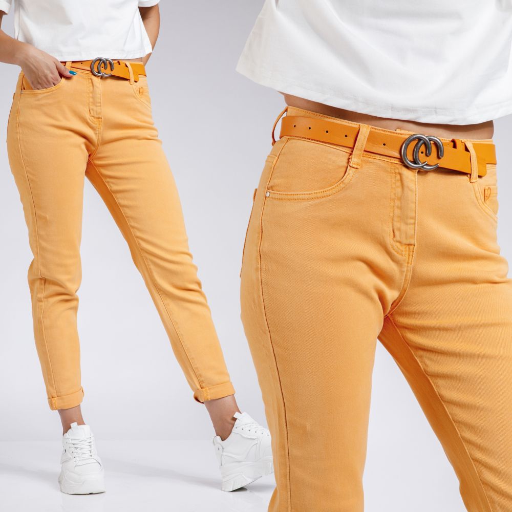 Pantaloni Boyfriend Dama Lucia Galben Mustar #A515