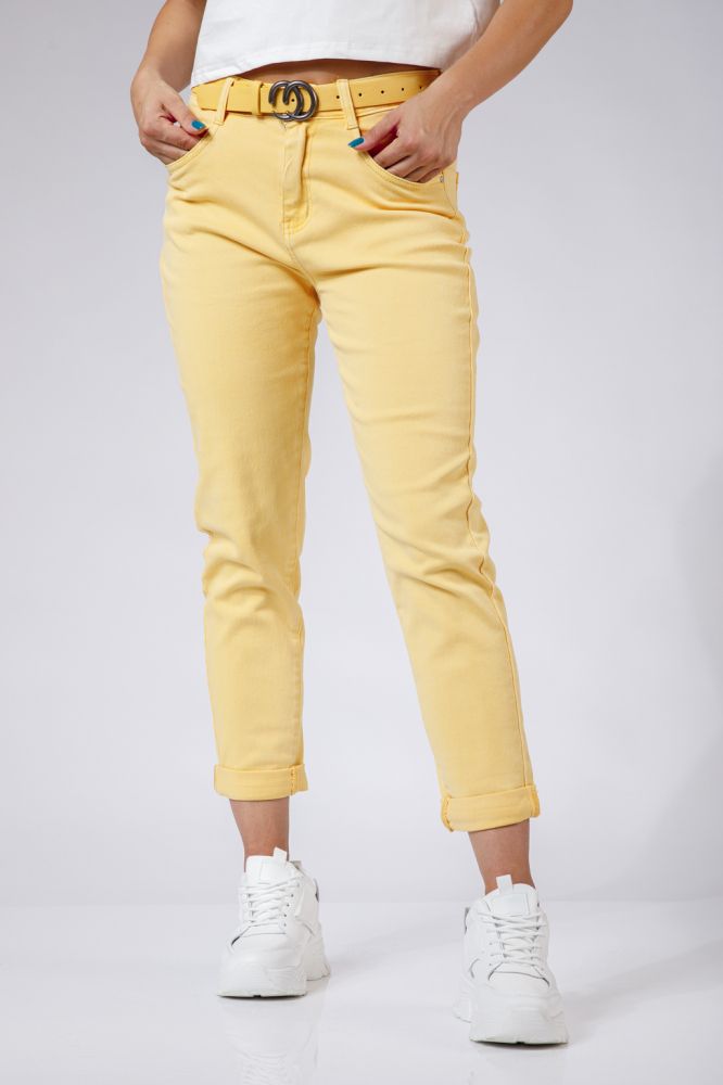 Pantaloni Boyfriend Dama Lucia Galbeni #A513