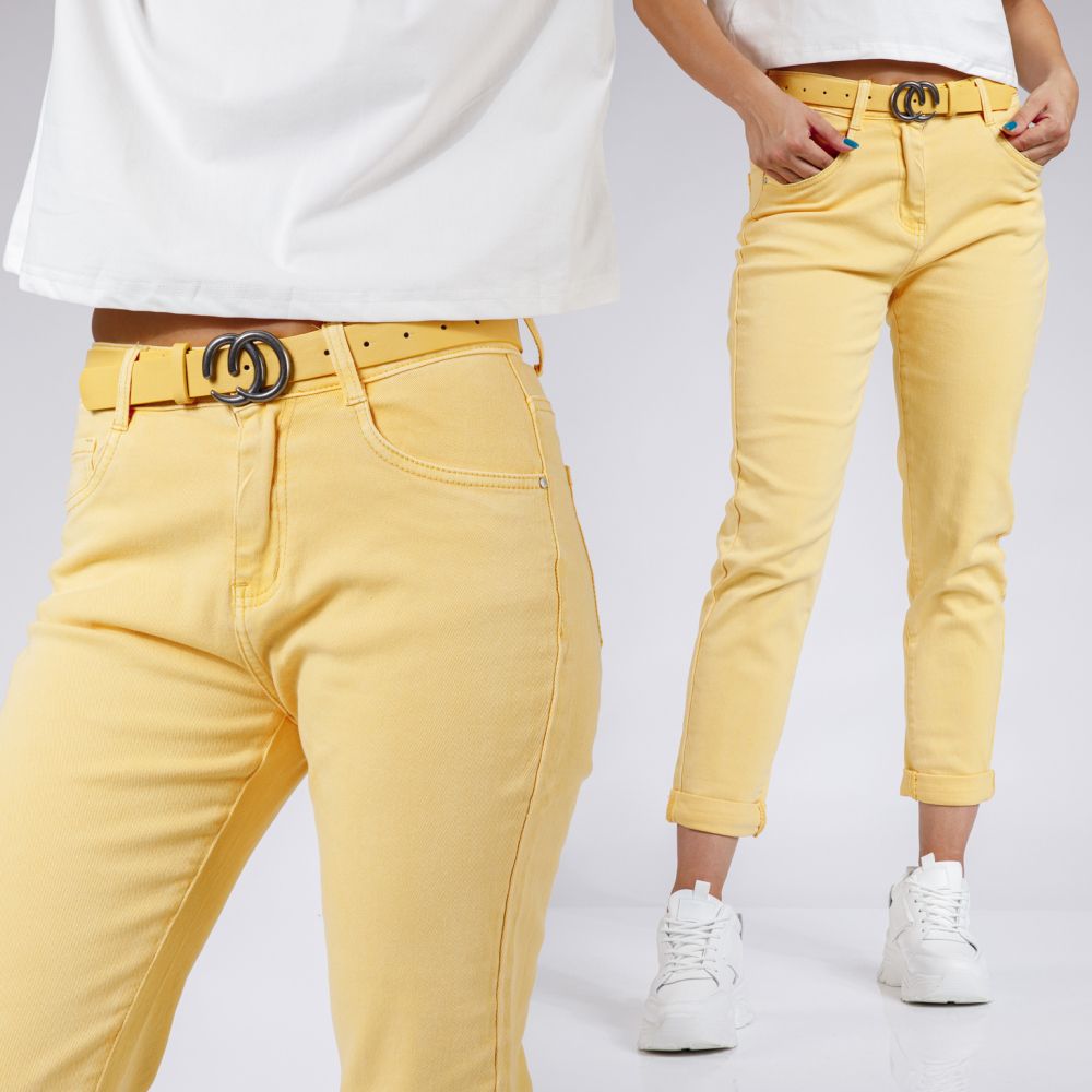 Pantaloni Boyfriend Dama Lucia Galbeni #A513