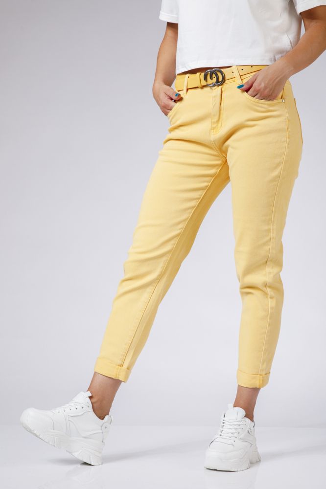 Pantaloni Boyfriend Dama Lucia Galbeni #A513